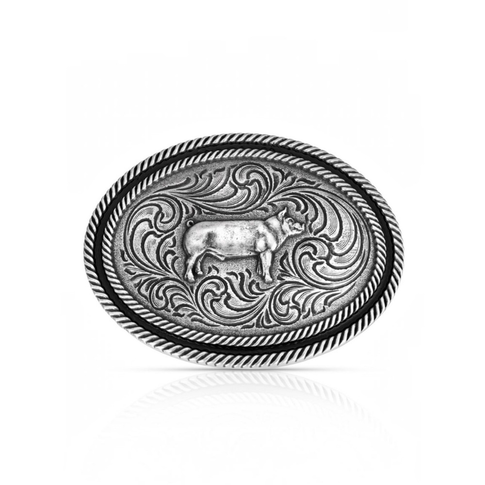 Montana Silversmiths Show Hog Antiqued Belt Buckle - NEW
